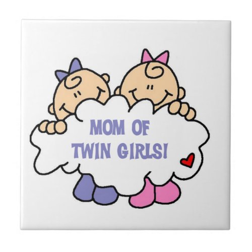 Mom of Twin Girls T_shirts and Gifts Tile
