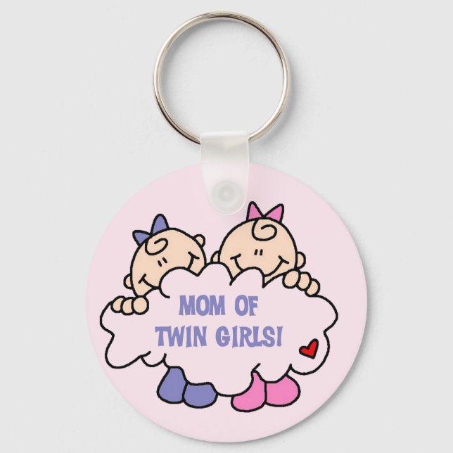 Mom of Twin Girls Tshirts and Gifts Keychain (Front)