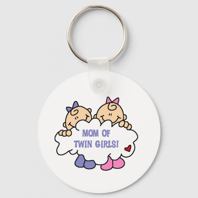 Mom of Twin Girls Tshirts and Gifts Keychain (Front)