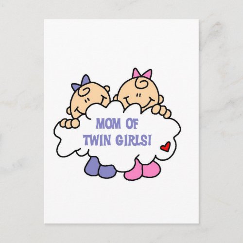 Mom of Twin Girls Tshirts and Gifts Postcard