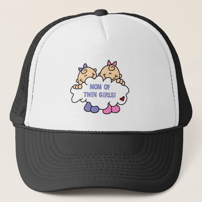 Mom of Twin Girls Tshirts and Gifts Trucker Hat (Front)
