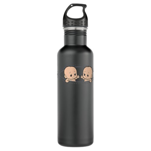 Mom Of Twin Pregnancy Twins Mom Pregnant With Twin Stainless Steel Water Bottle