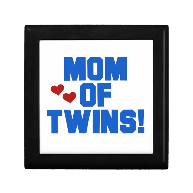 Mom of Twins Blue Text Gifts Gift Box (Front)