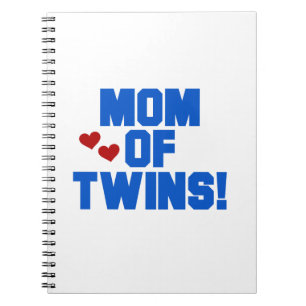 Mom of Twins Blue Text Gifts Notebook