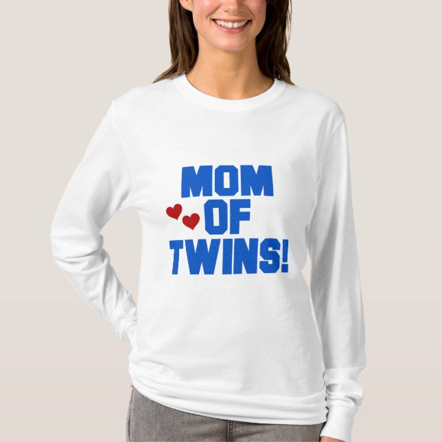 Mom of Twins-Blue Text Tshirts and Gifts (Front)