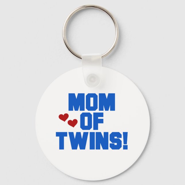 Mom of Twins-Blue Text Tshirts and Gifts Keychain (Front)