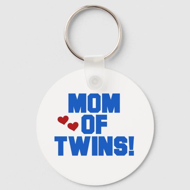 Mom of Twins-Blue Text Tshirts and Gifts Keychain (Front)