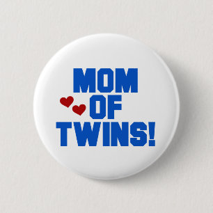 Mom of Twins-Blue Text Tshirts and Gifts Pinback Button