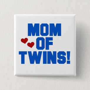 Mom of Twins-Blue Text Tshirts and Gifts Pinback Button