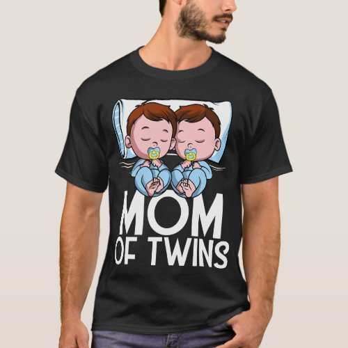 Mom Of Twins Boys Pregnancy Announcement of Two Tw T_Shirt