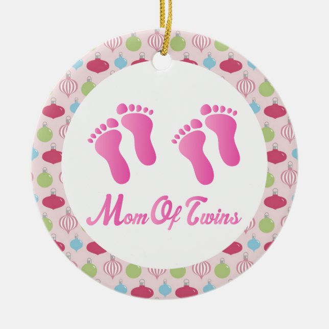 Mom Of Twins Christmas Keepsake Ornament (Front)