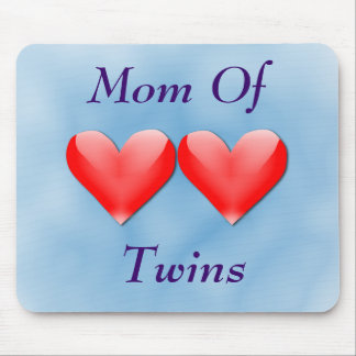Mom Of Twins Double Hearts Mousepad (blue)