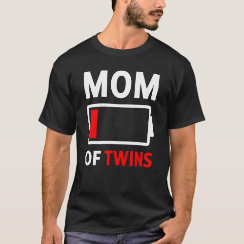 Mom Of Twins Low Battery Tees Cute Twin Mom