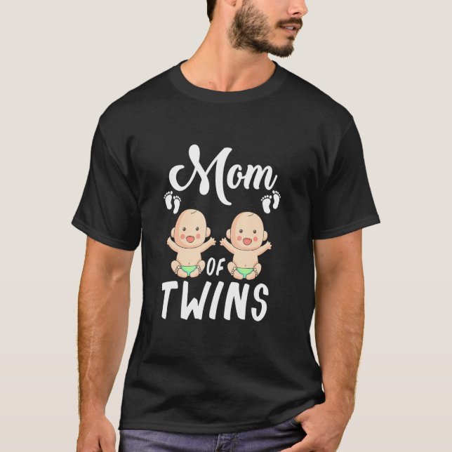 Mom Of Twins Mommy Announcement T-Shirt (Front)