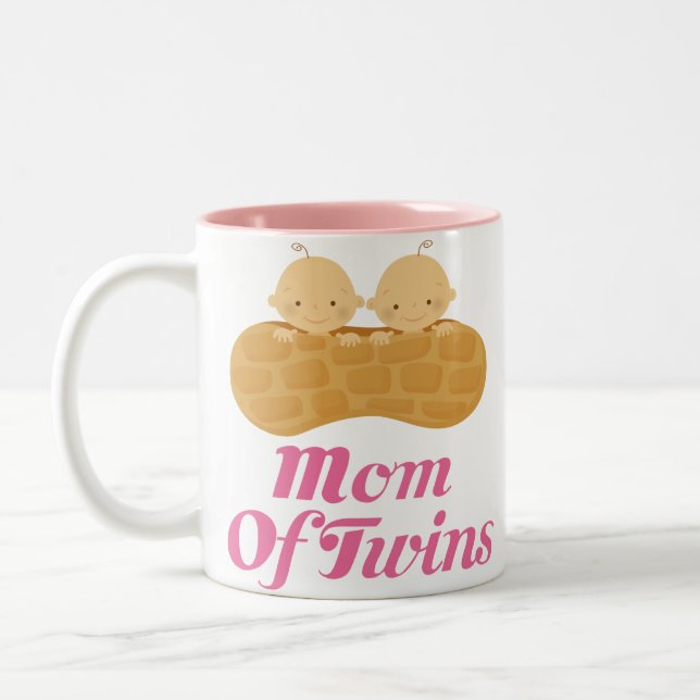 Mom Of Twins Peanut Babies Pink Mug Gift (Left)