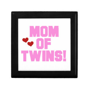 Mom of Twins Pink Text Gifts Gift Box