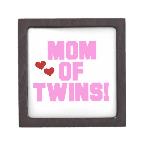 Mom of Twins Pink Text Gifts Keepsake Box