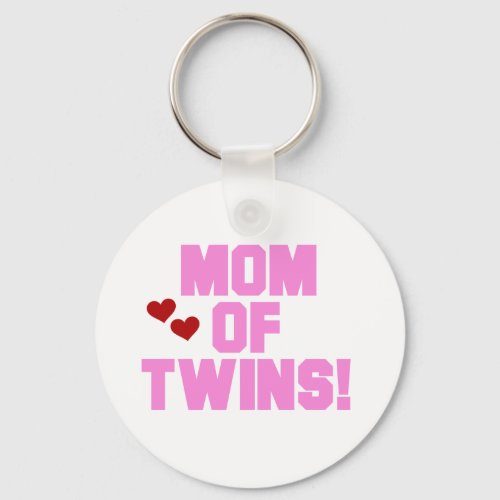 Mom of Twins_Pink Text Tshirts and Gifts Keychain