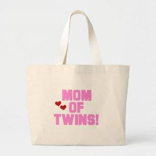 Mom of Twins-Pink Text Tshirts and Gifts Large Tote Bag