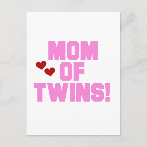 Mom of Twins_Pink Text Tshirts and Gifts Postcard