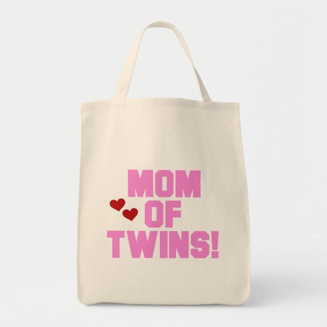 Mom of Twins-Pink Text Tshirts and Gifts Tote Bag (Front)