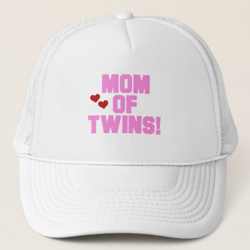 Mom of Twins_Pink Text Tshirts and Gifts Trucker Hat