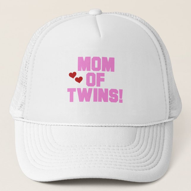 Mom of Twins-Pink Text Tshirts and Gifts Trucker Hat (Front)