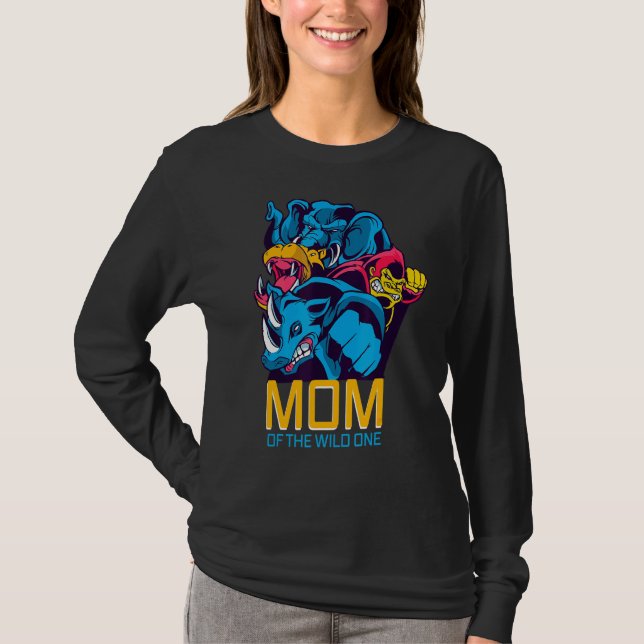 Mom Of Wild Theme Bday Safari Jungle T-Shirt (Front)