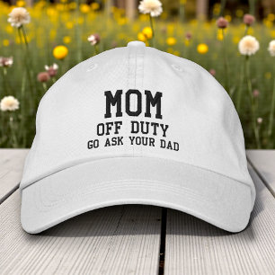 Mom Off Duty Simple Modern Typography Custom Embroidered Baseball Cap
