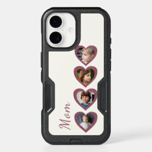 Mom Off-White Hearts Grandchildren Photo Collage iPhone 16 Case