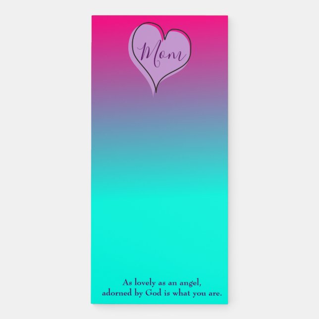Mom Ombre Heart Magnetic Notepad (Front)