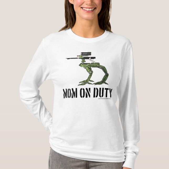 Mom On Duty Robot Soldier T-Shirt (Front)