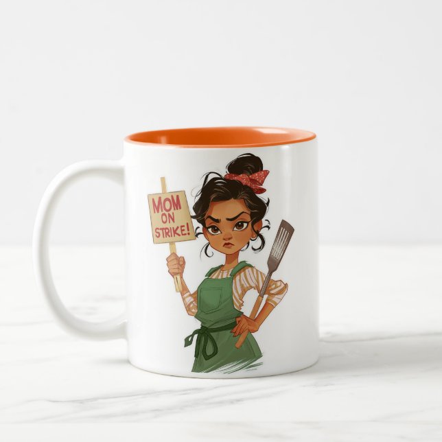 Mom On Strike Two-Tone Mug (Left)