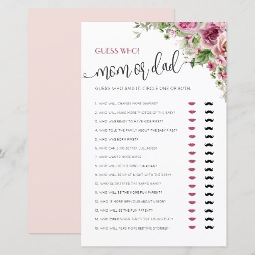 Mom or Dad Baby Shower Game