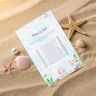 Mom or Dad Game Card - Pearls Baby Shower