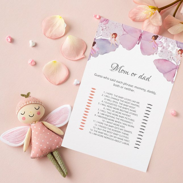 Mom or Dad Game Card - Pink Fairy Baby Shower (Creator Uploaded)