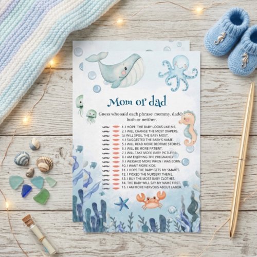 Mom or Dad Game Sea You Soon Octopus baby shower