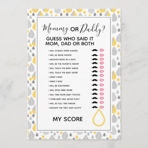 mom or dad know bridal baby shower game invitation