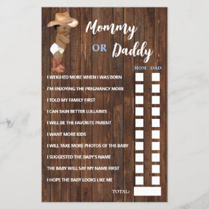 Mom or Dad Said AA Cowboy Baby Shower Game Card Flyer
