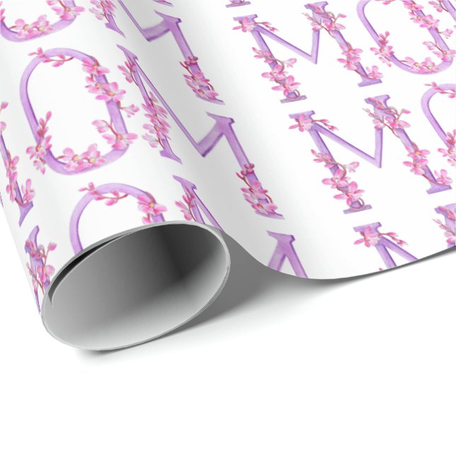 Mom orchid watercolor art celebration wrapping paper (Roll Corner)