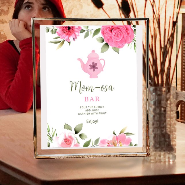 Mom-osa A Baby is Brewing Flower Rose Baby Shower Poster (Creator Uploaded)