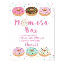 Mom-osa Bar Baby Shower Mimosa Sign Pink Donuts