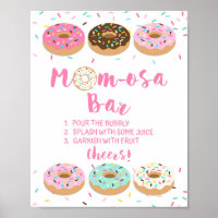 Mom-osa Bar Baby Shower Mimosa Sign Pink Donuts