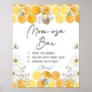 Mom-osa Bar Baby Shower Sign Honey Bee