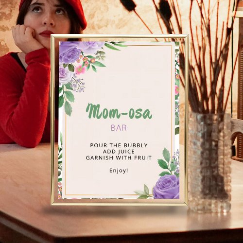 Mom_osa Bar Butterfly Kisses Flowers Baby Shower Poster