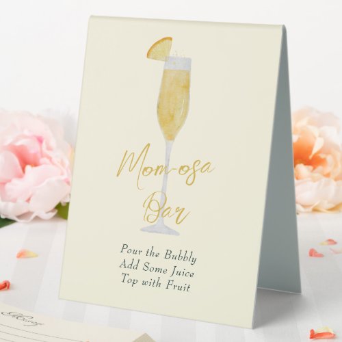 Mom_osa Bar for Mimosas at Baby Shower Table Tent Sign