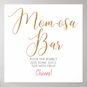 Mom-osa Bar Gold Glitter Script Text Poster