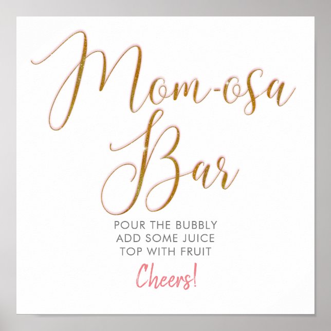 Mom-osa Bar Gold Glitter Script Text Poster (Front)