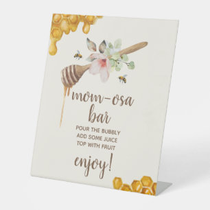 Mom-osa Bar Honey Bee Baby Shower  Pedestal Sign