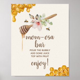 Mom-osa Bar Honey Bee Baby Shower Poster